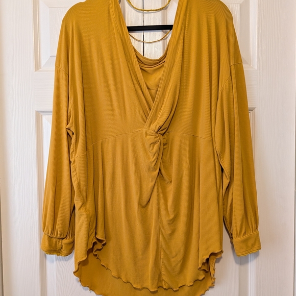 Free People Tops - Free People Mustard Draped Blouse